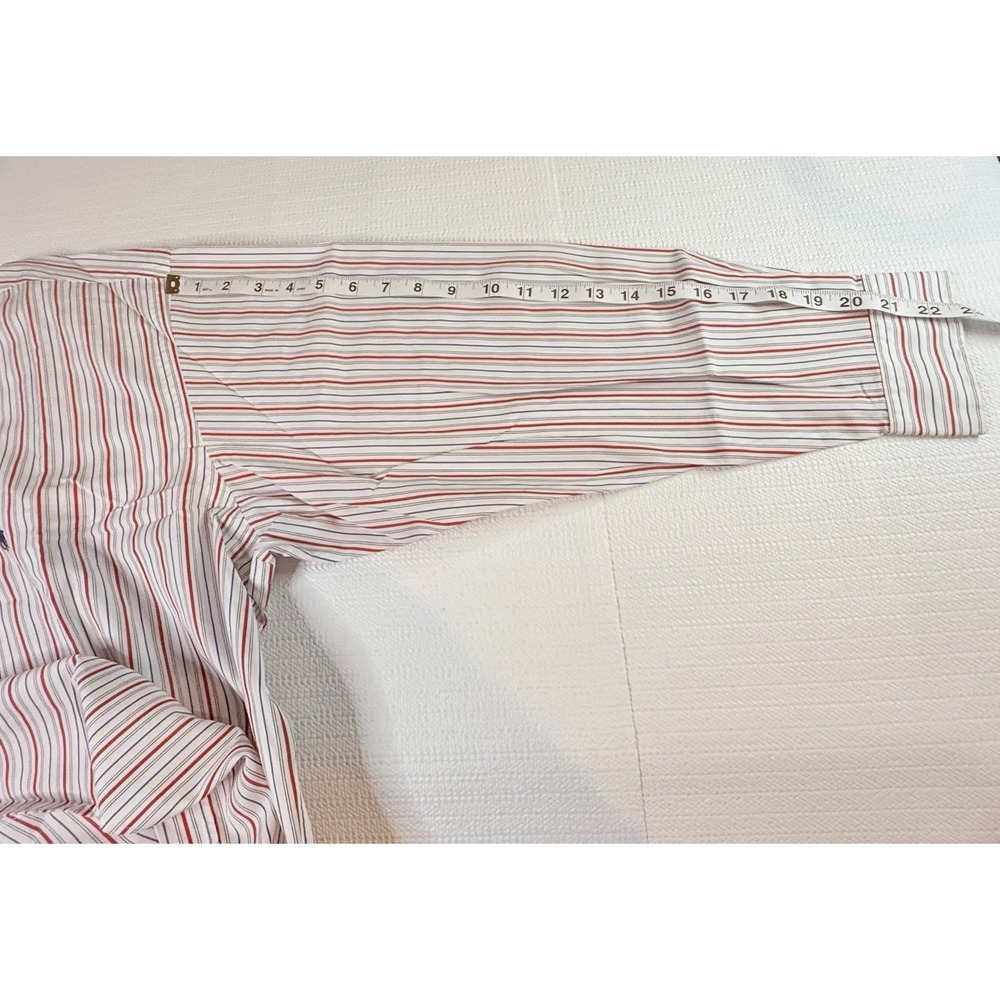 Ralph Lauren Yarmouth Shirt Mens 16 34 Red Blue Stripe Button Down Classic Fit - Picture 7 of 9